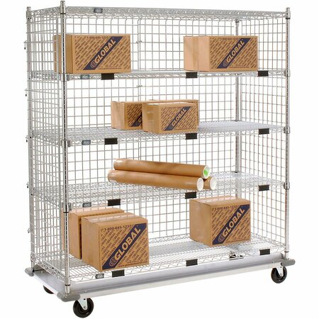 NEXEL Enclosed Wire Exchange Truck w/5 Shelves, 1000 lb. Capacity, 36inL x 18inW x 69inH 800379